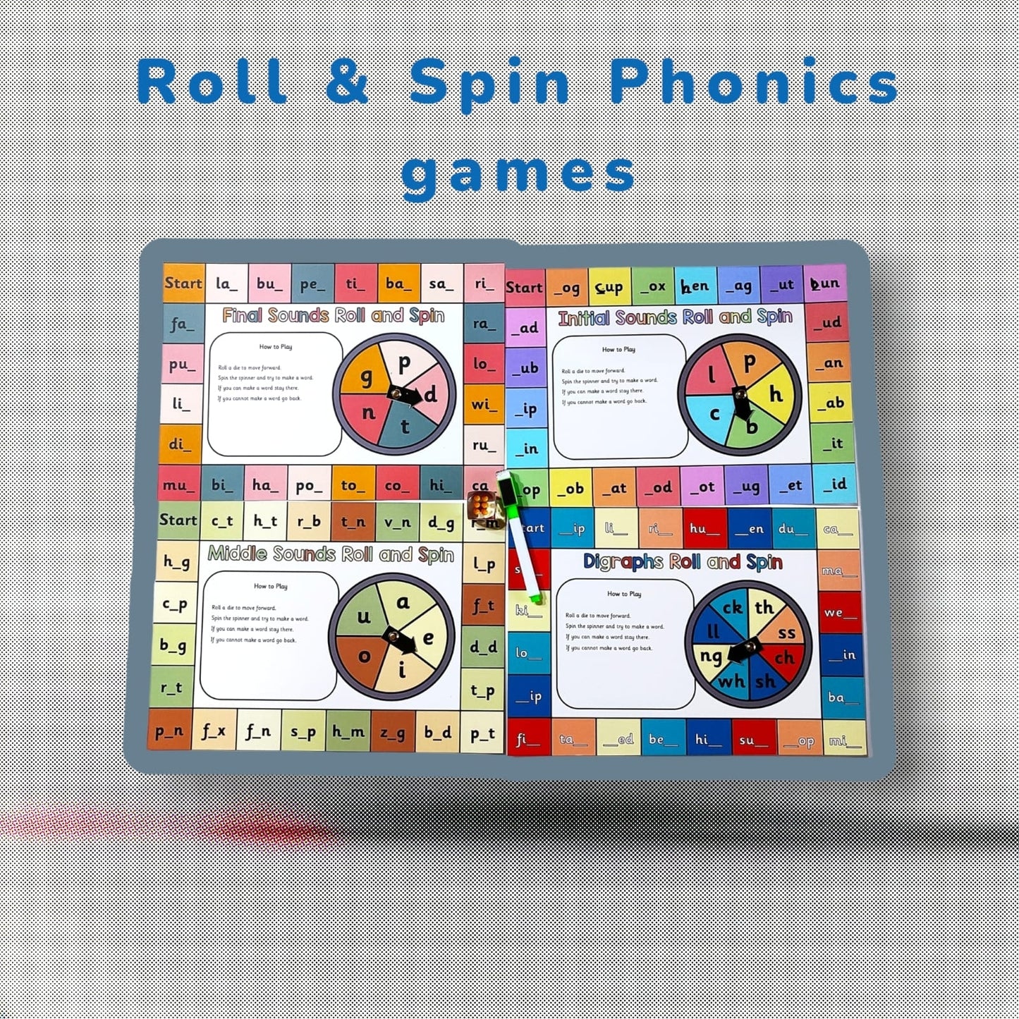 Roll And Spin Phonics Game | FREE SHIPPING