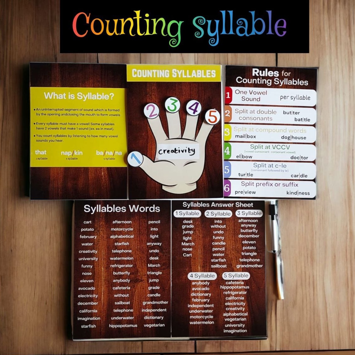 Counting Syllable (With white board marker pen) | FREE SHIPPING